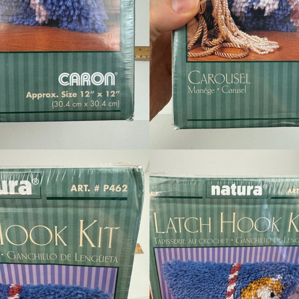 Sealed Vtg White Carousel Horse Latch Hook Kit Natura Caron 12 in x 12 in READ - Picture 4 of 14